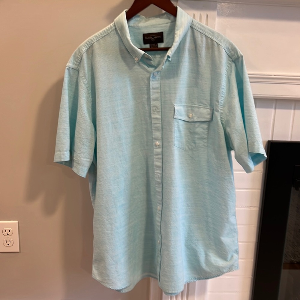 Black Brown Men’s XXL short sleeve casual button down shirt - light green
